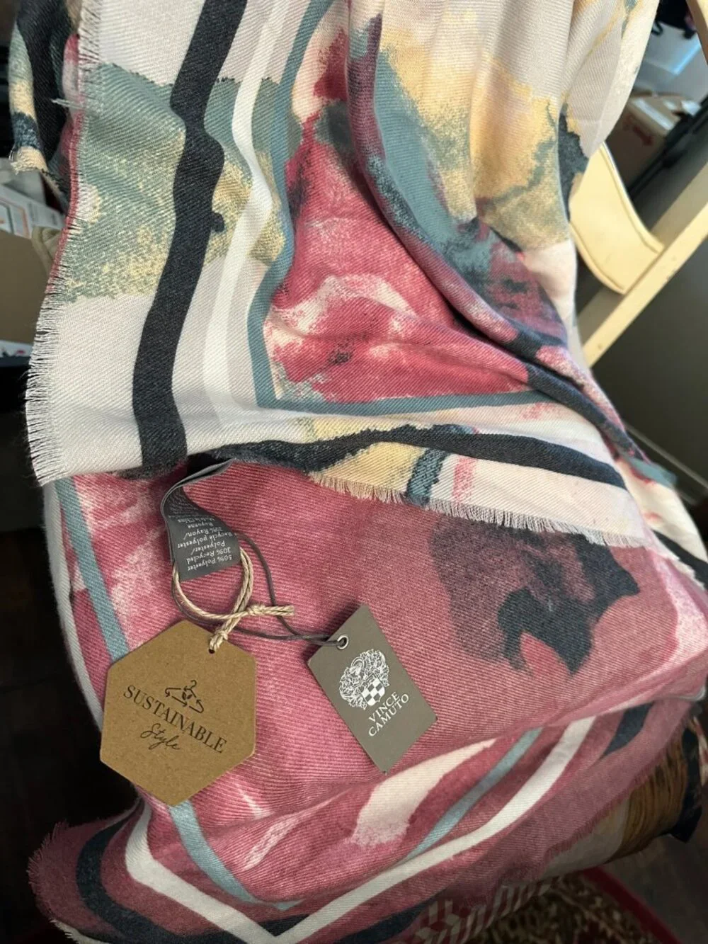 Beautiful VINCE CAMUTO scarf- shawl  NWT- Soft Watercolor multi-colored PERFECT
